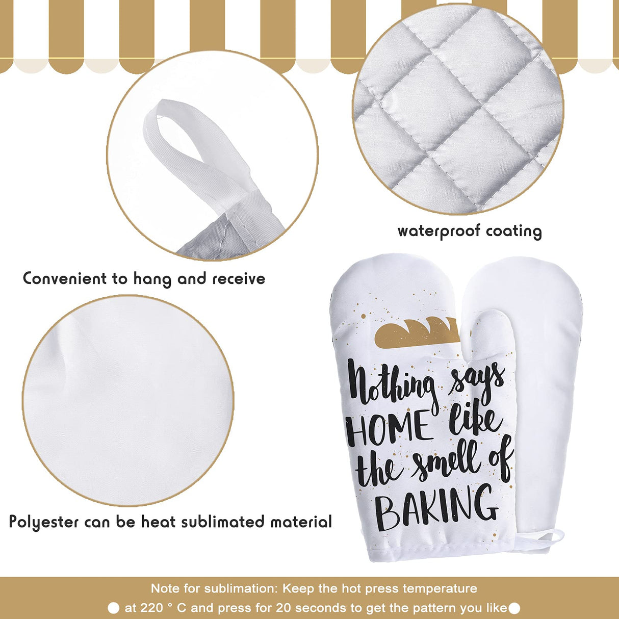 30 Pieces Blank Sublimation Oven Mitts Set Include Blank Sublimation Heat Resistance Oven Gloves and Blank Sublimation Pot Holders for DIY Kitchen Dining Room Accessories Patelai