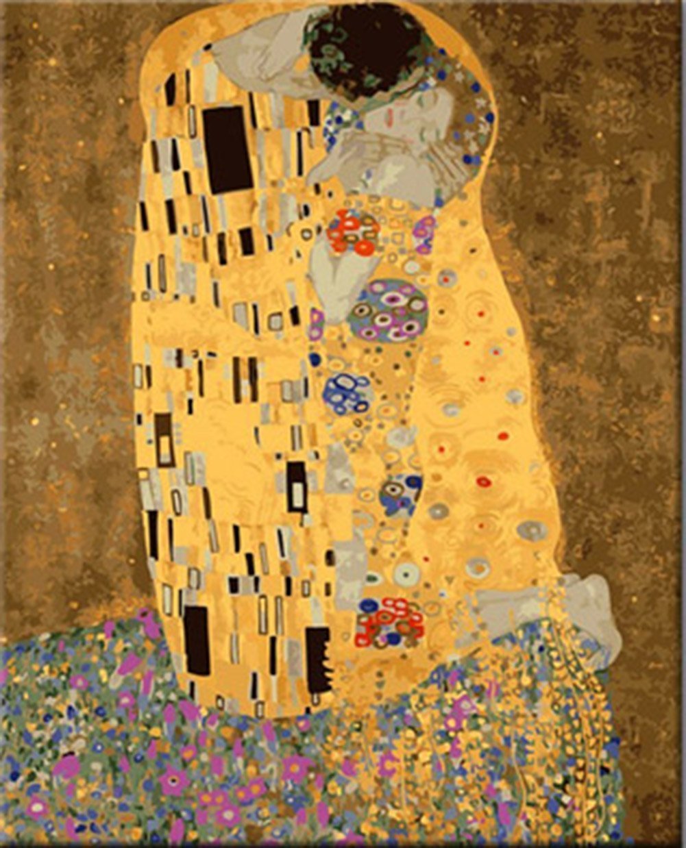 MTinHD Wooden Framed 16x20 Paint by Numbers for Adults DIY Famous Oil Painting Collection, Klimt's Kiss MTinHD