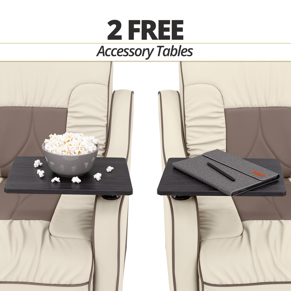 Qualitex De Leon RV Loveseat, Ultimate Leather, Heat and Massage, Power Recline, Bisque and Light Antelope Qualitex