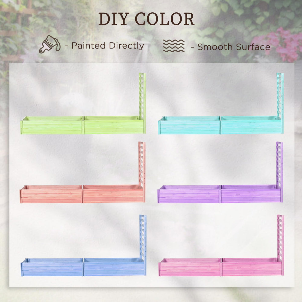 Outsunny Raised Garden Bed with Trellis and 2 Compartments, 43 Inch Wooden Planter Box Kit for Outdoor Plants, Vegetables, Flowers, Herbs Climbing, Easy Assembly, Natural Tone Outsunny