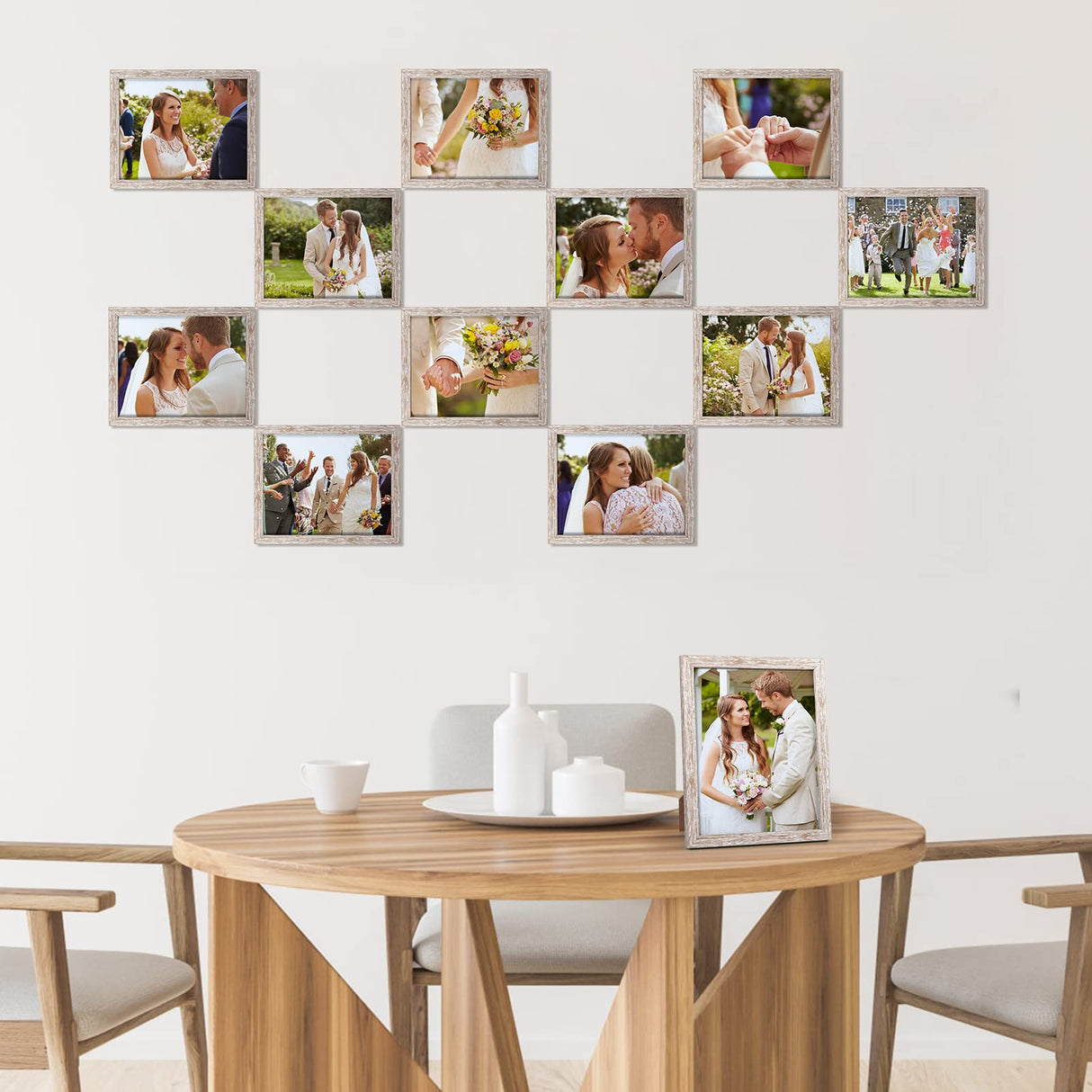 Giftgarden 8x10 Picture Frame Distressed Beige White Set of 12, Multi Rustic Wood Grain 8 by 10 Photo Frames Bulk for Wall or Tabletop Display Giftgarden