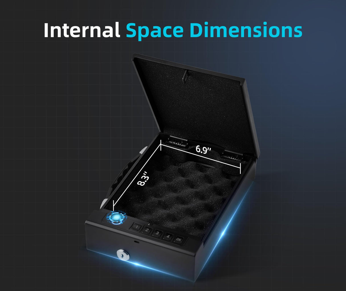 Gun Safe with Handle, Biometric Gun Safe for Handgun, 4-Ways unlock with Sound(APP, Fingerprint, Digital PIN, Key), Smart Lock Box For Cloakroom, Living Room, Bedroom Nightstand and Car Swikitec