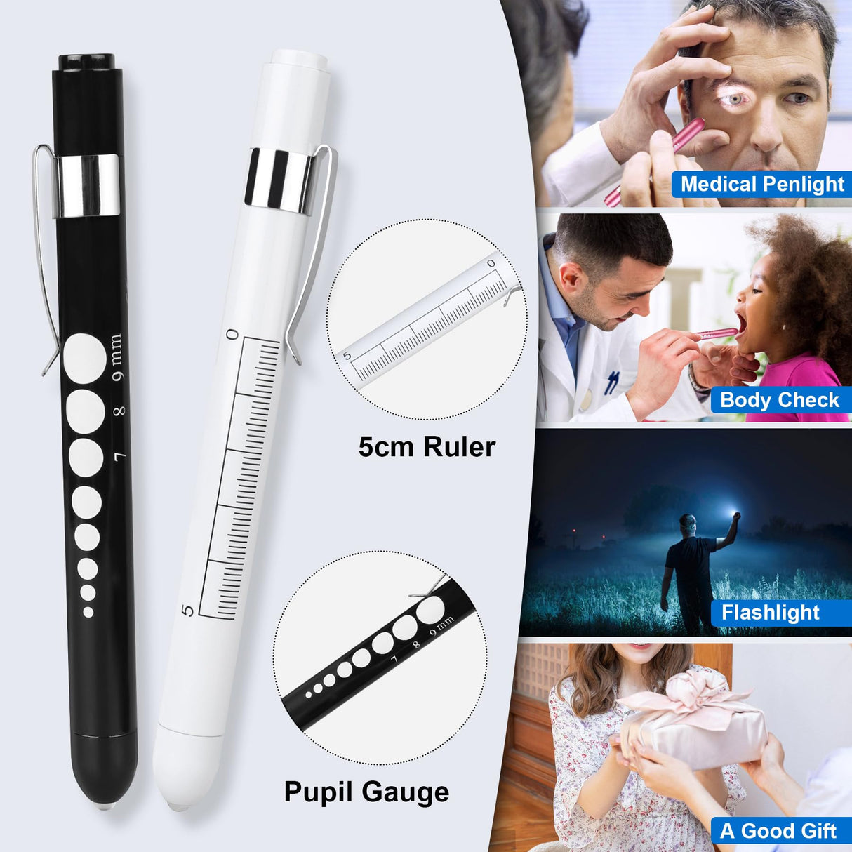 BOVKE Stethoscope Case Kit, 15 Pcs Tool Set Perfect Nurse Gift Include Stethoscope Case, Medical Scissor, Bandage Wraps, 2 Penlights with Batteries, Bandage Holder for Nurses, Black+Black BOVKE