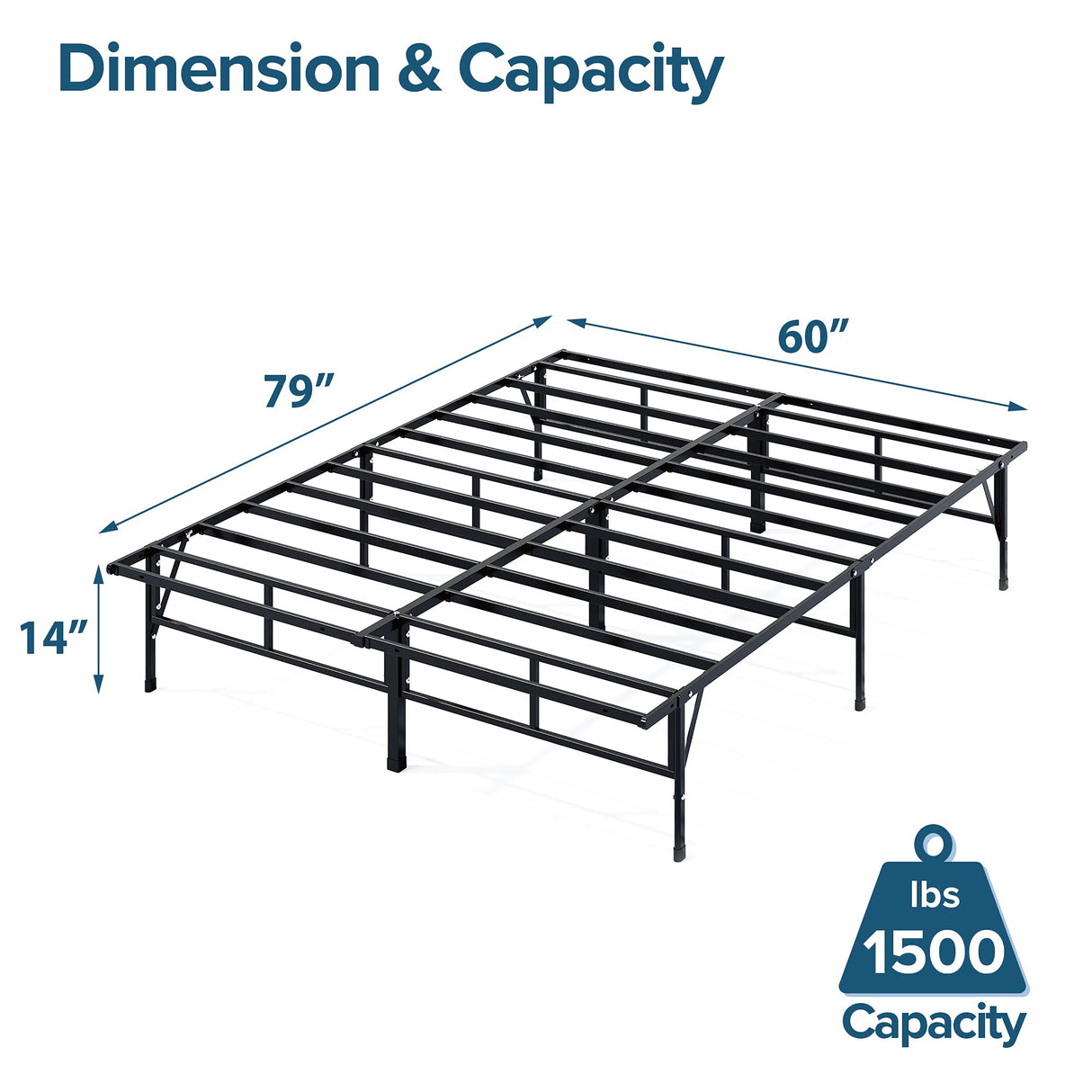 ZINUS SmartBase Compack Mattress Foundation, 14 Inch Metal Bed Frame, No Box Spring Needed, Sturdy Steel Slat Support, Queen Zinus