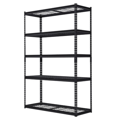 FinerFurnis Heavy Duty 5-Tier Garage Shelving Unit 2500 Lbs Capacity Adjustable Metal Storage Shelves Industrial Utility Rack 48x18x72 Inch Durable and Storage Solution for Garage and Workshop