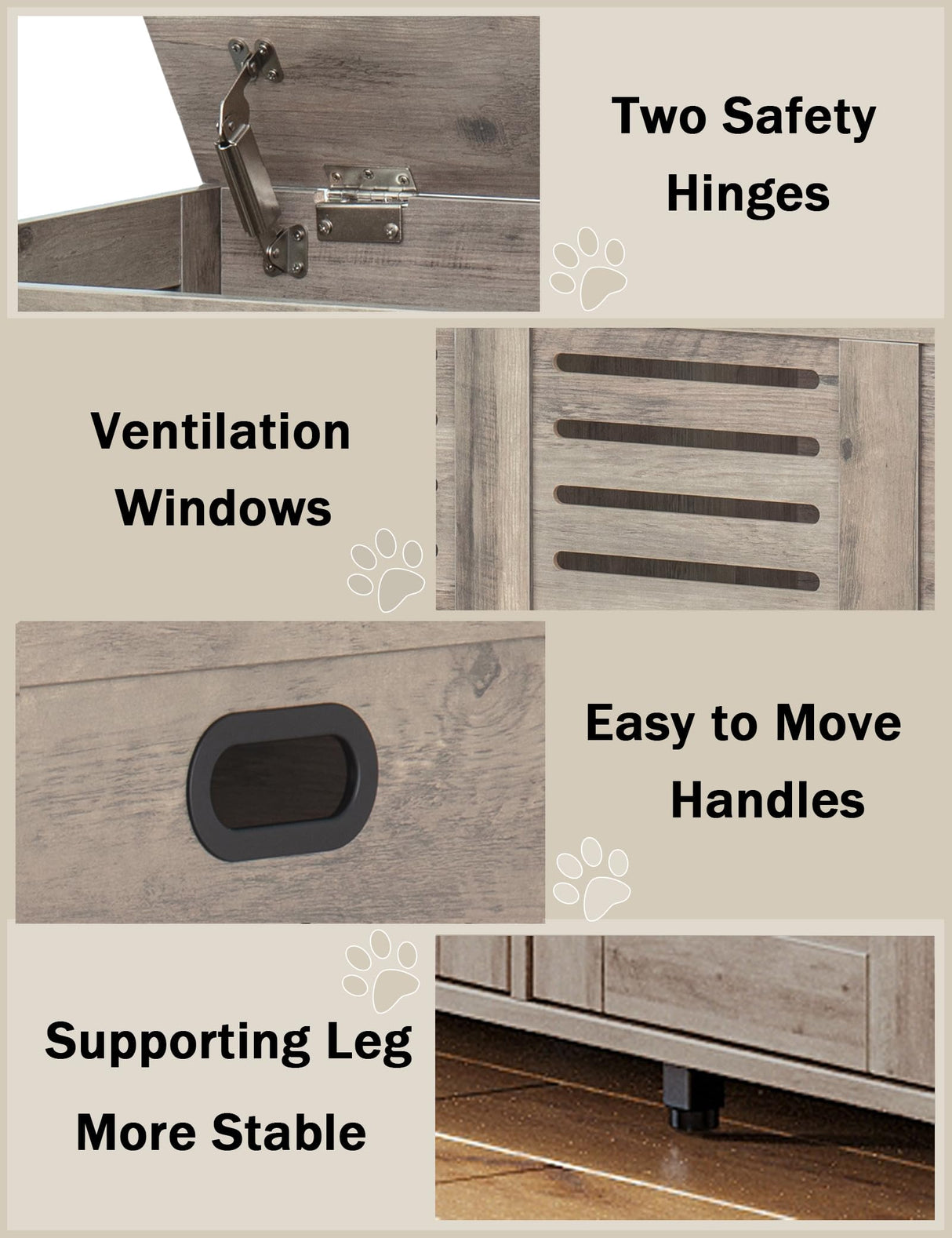 DINZI LVJ Litter Box Enclosure Furniture for 2 Cats, Top Opening Hidden Litter Box with Double Rooms, Dual Cat House with Good Ventilation, 47.2" Wooden Cat Washroom, Box Cabinet, Greige DINZI LVJ