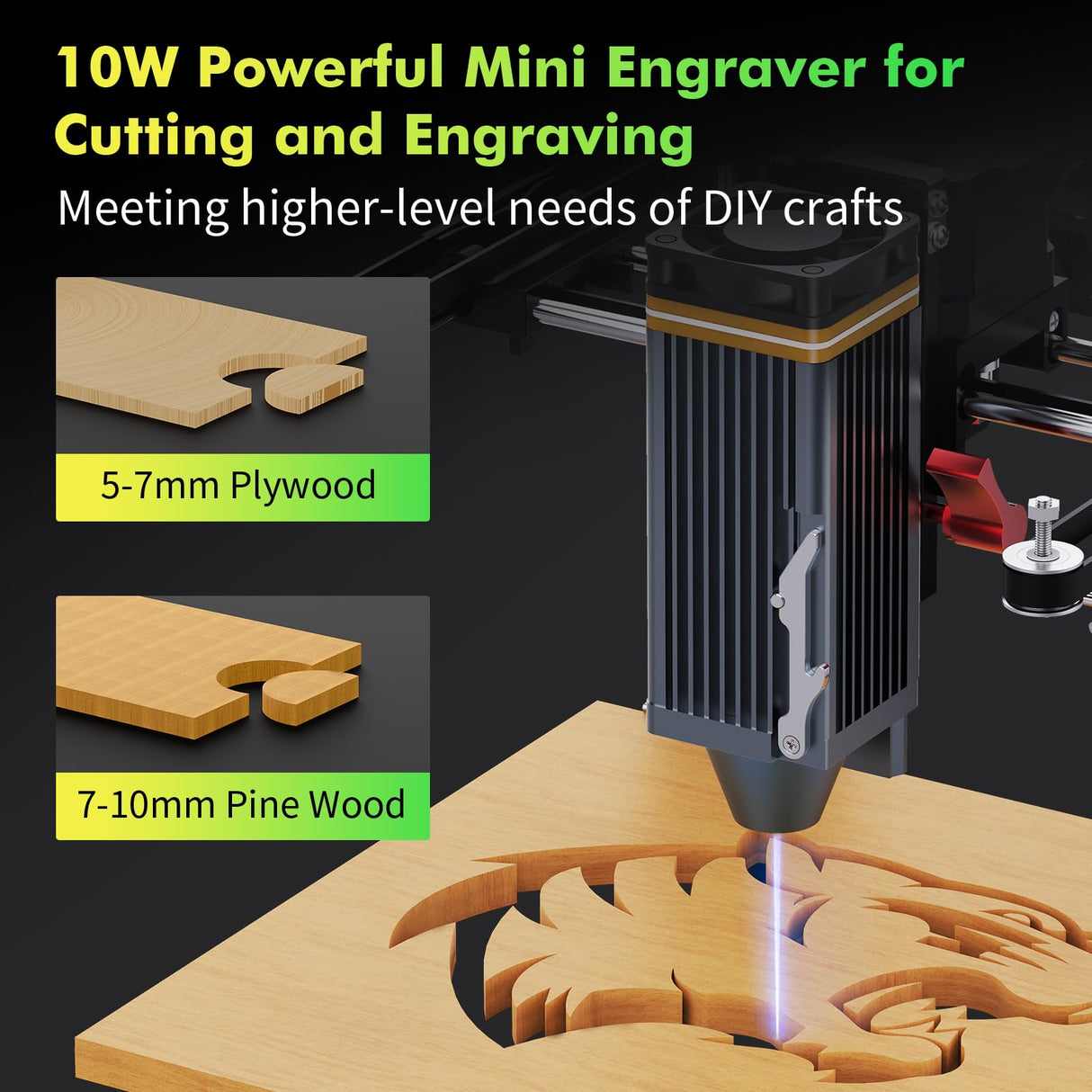 UTKA A1 10W Mini Laser Engraver with Cemera,3.93 * 3.93inch Portable Laser Engraver and Cutter Machine for Wood,Paper,Plastic,Leather,Cloth,Food,Painted Metal, Laser Class 1 UTKA