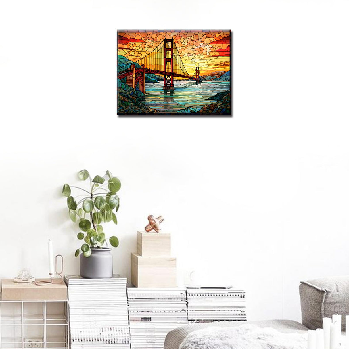 Golden Gate Bridge in San Francisco Diamond Painting America Landscape Artwork Sacramento River Wall Art 5D DIY Full Drill Crystal Pictures 16''Wx 12''H Diamond Art for Adult Home Decor(DIY Frame) TUMOVO