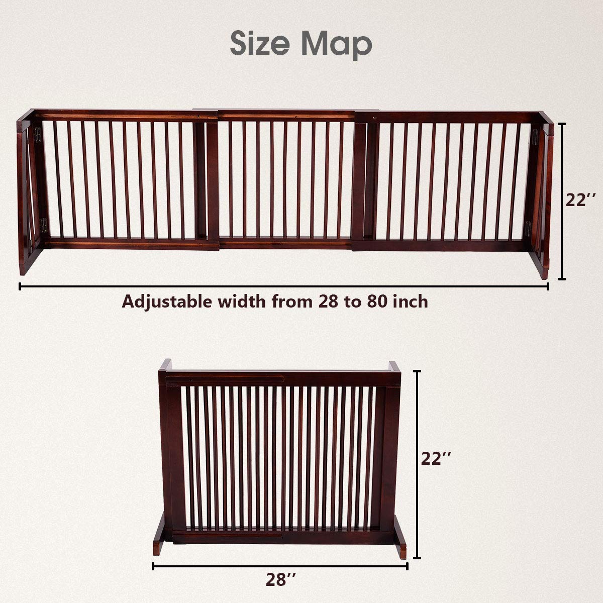 Giantex Expandable Wood Dog Gate, 28''-80'' Adjustable Freestanding Pet Gate Step Over Fence, Indoor Safety Gate for Small to Medium Sized Pets, House Doorway Stairs Extra Wide Pet Safety Fence Giantex