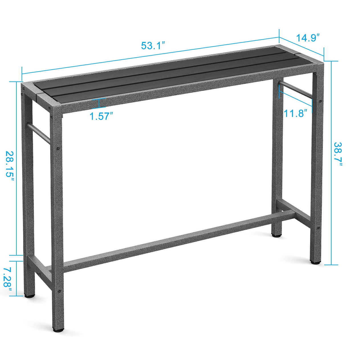 Mr IRONSTONE Outdoor Bar Table 53'' Patio Table Pub Height Dining Table with Waterproof Top and Hammer Finish Stand for Hot Tub, Garden, Backyard Mr IRONSTONE