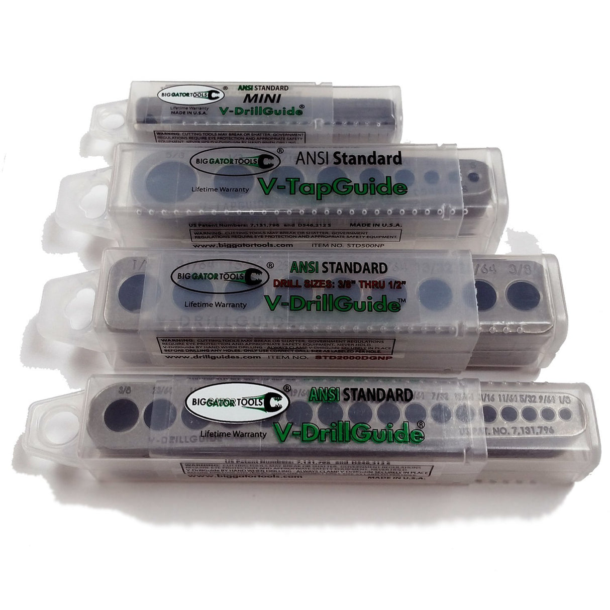 Big Gator Tools BGT V-4 Pack V-Drill Guide SAE + Number Hole Sizes 4pc Kit Big Gator Tools