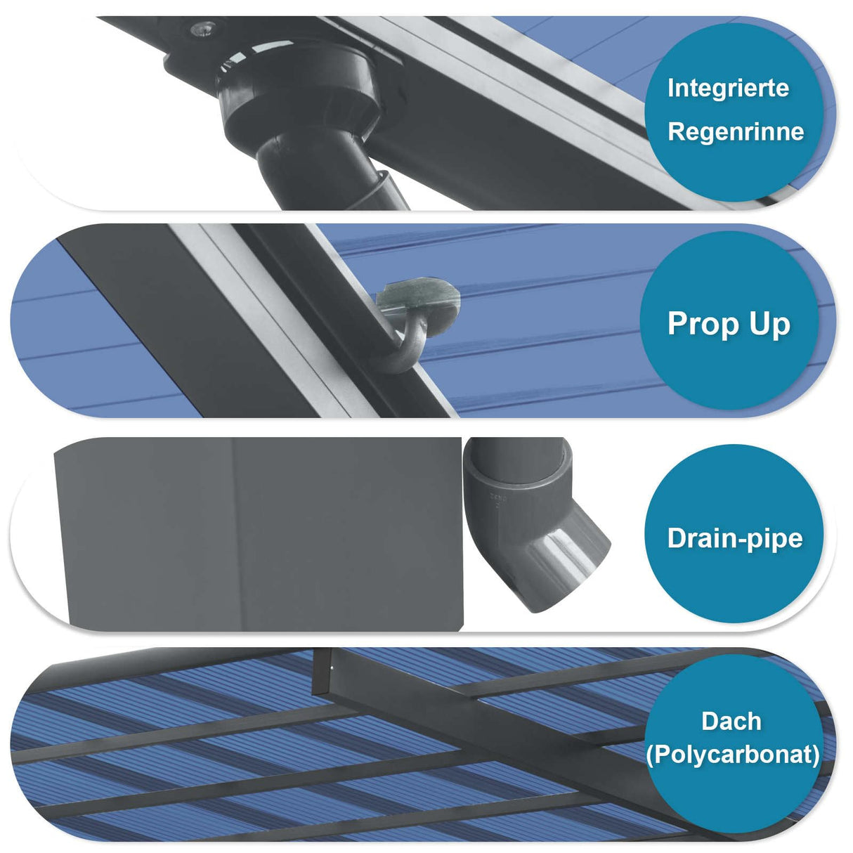 Outdoor Carport 17.44x9x11FT Heavy Duty Metal Canopy with Aluminium Frame and Polycarbonate Panels Waterproof Garage for Patio Garden Backyard Furniture Storage HbasdLH