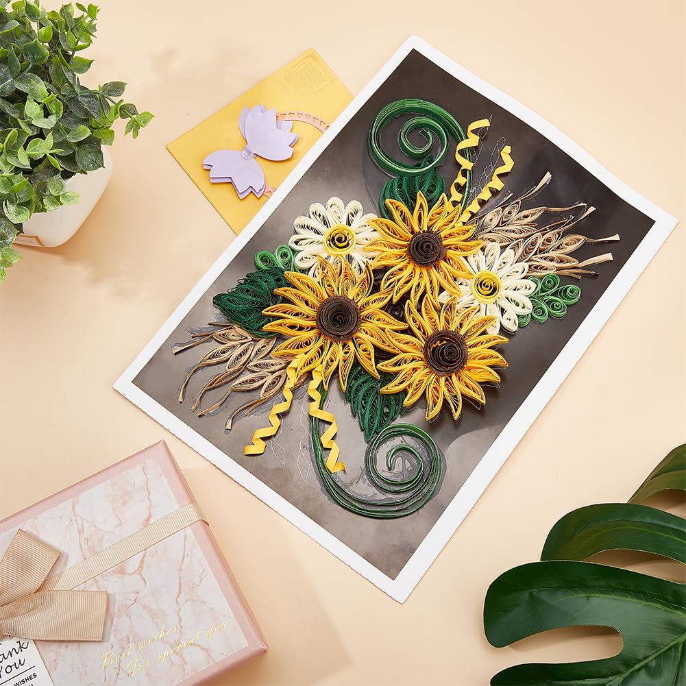 WEBEEDY Paper Quilling Kit DIY Sunflower Paper Filigree Kit with Quilling Strips Tool and Supplies Paper Quilling Set for Beginners Handmade Crafts Modern Room Wall Art Decor Gift,21×27.9cm/8.3×11" WEBEEDY