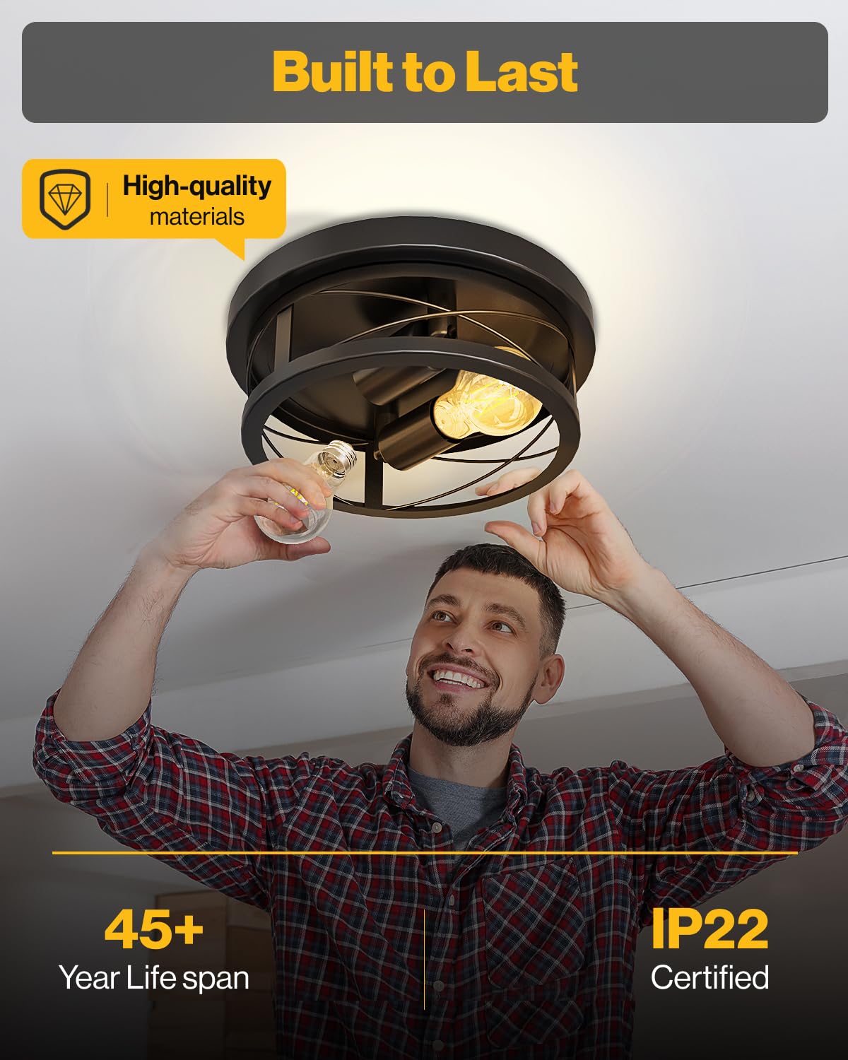 Sunco Farmhouse Ceiling Light Fixtures, Rustic Ceiling Light Fixture for Foyer, Bedroom, Hallway, Kitchen, Living Room, Den, 11 Inch Diameter, E26 Medium Base, Max 100W 2 Pack Sunco Lighting