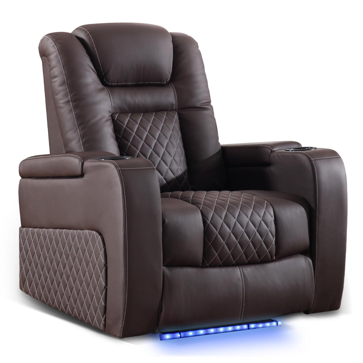 SAMERY Power Recliner Chair with Adjustable Headrest for Living Room Faux Leather Electric Recliner Chair Home Theater Seating Seats with Lighting/USB Port/Storage Arms/Reversible Armrests/Cup Holder SAMERY