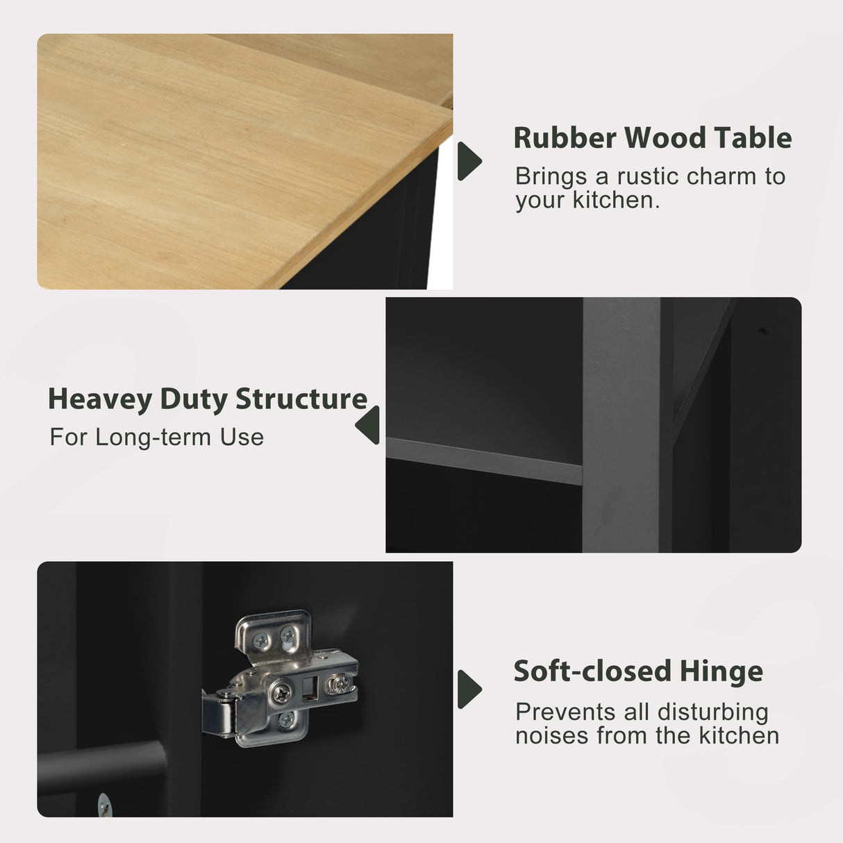 Merax Rolling Kitchen Island on Wheels with Extendable Dining Table & Power Outlet, Wood Kitchen Cart on Wheels with Internal Storage Rack,2 Drawers & 2 Cabinets, 47" Wide Black Merax