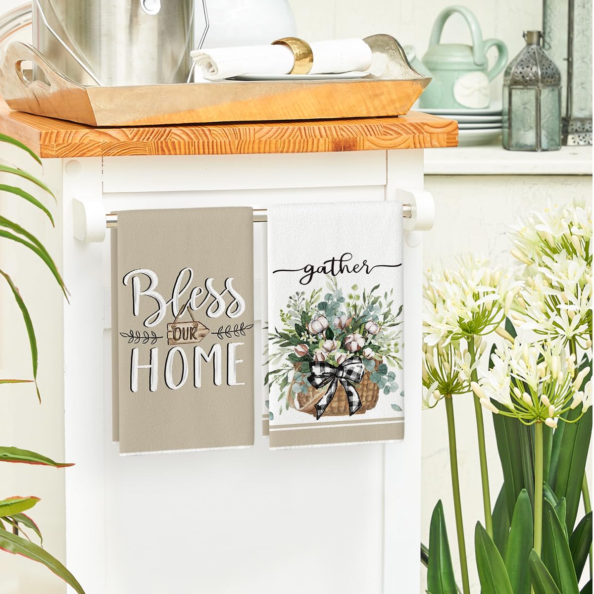 Artoid Mode Eucalyptus Truck Flowers Basket Spring Kitchen Towels Dish Towels, 18x26 Inch Farmhouse Decoration Hand Towels Set of 4 Artoid Mode