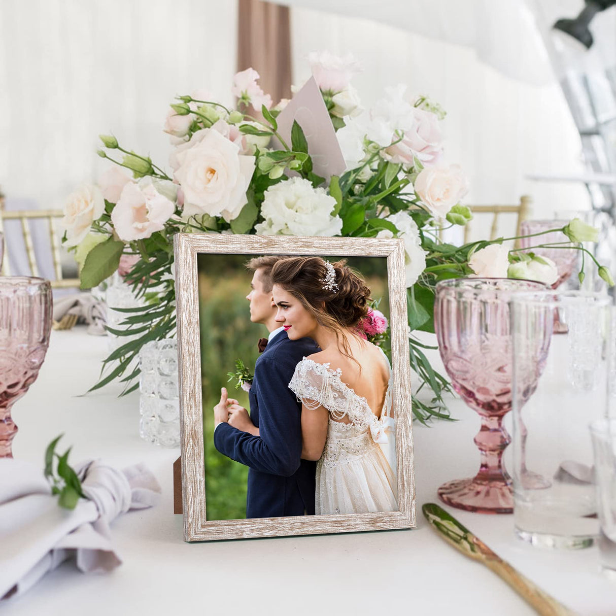 Giftgarden 8x10 Picture Frame Distressed Beige White Set of 12, Multi Rustic Wood Grain 8 by 10 Photo Frames Bulk for Wall or Tabletop Display Giftgarden