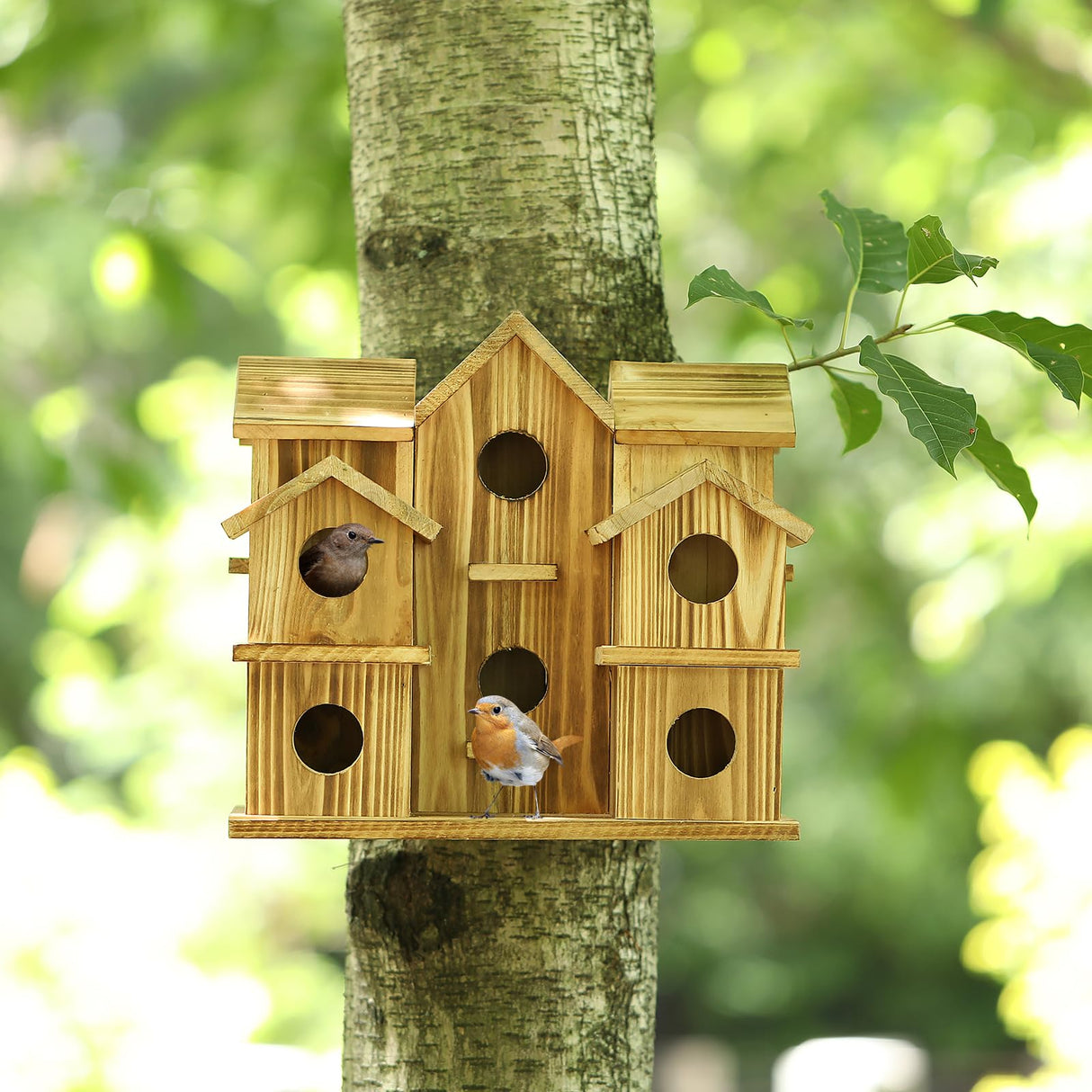 Bird Houses for Outside 10 Hole Bird House Room for 10 Bird Families Large Bird House for Garden/Courtyard/Backyard Decor Finch Bluebird Cardinals Handmade Hummingbird House YYYUAN