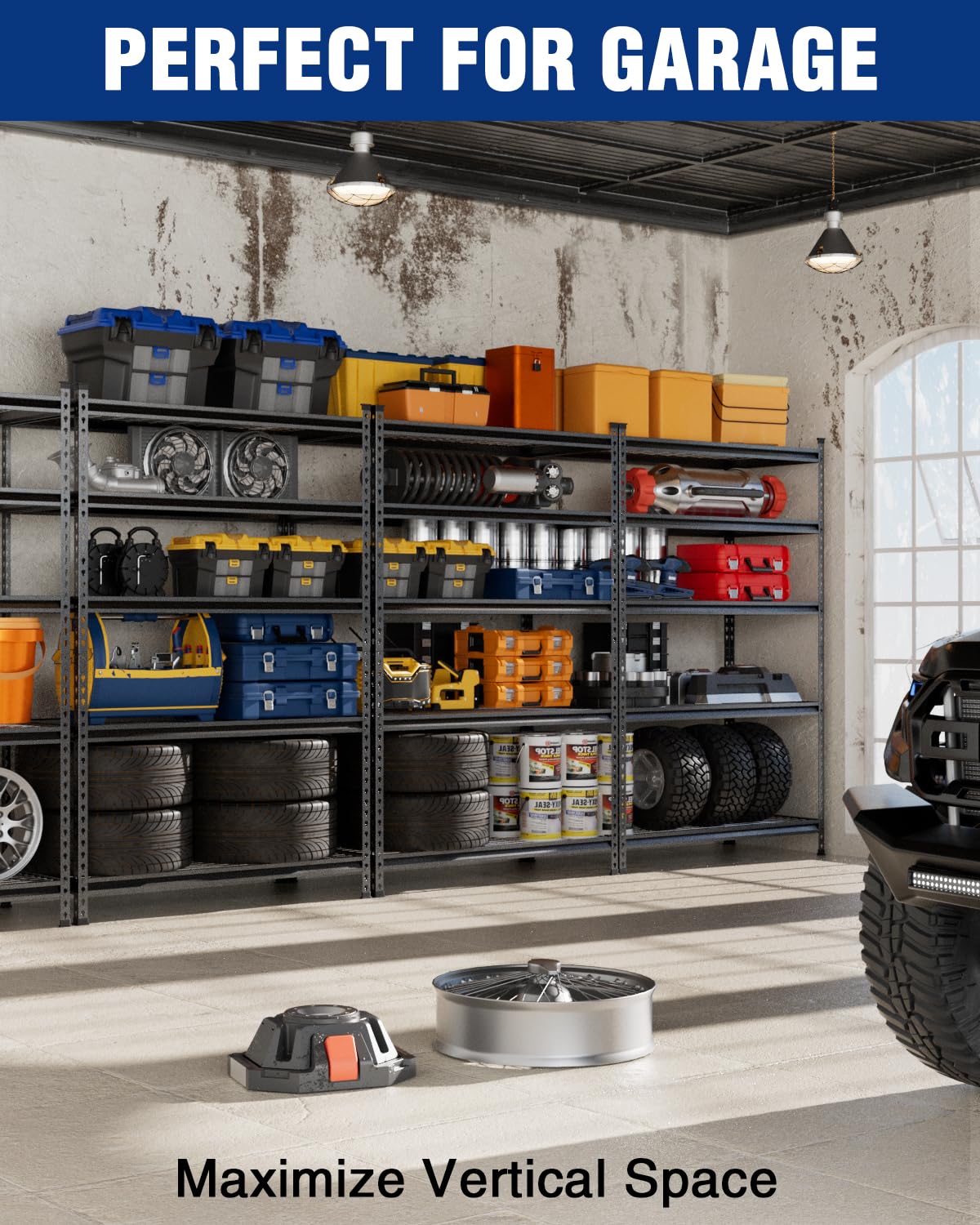 WORKPRO 5-Tier Heavy Duty Metal Shelving Unit, 72”H x 48”W x 24”D, Adjustable Storage Rack with 4000 lbs Capacity, for Garage, Basement, Workshop, Warehouse WORKPRO