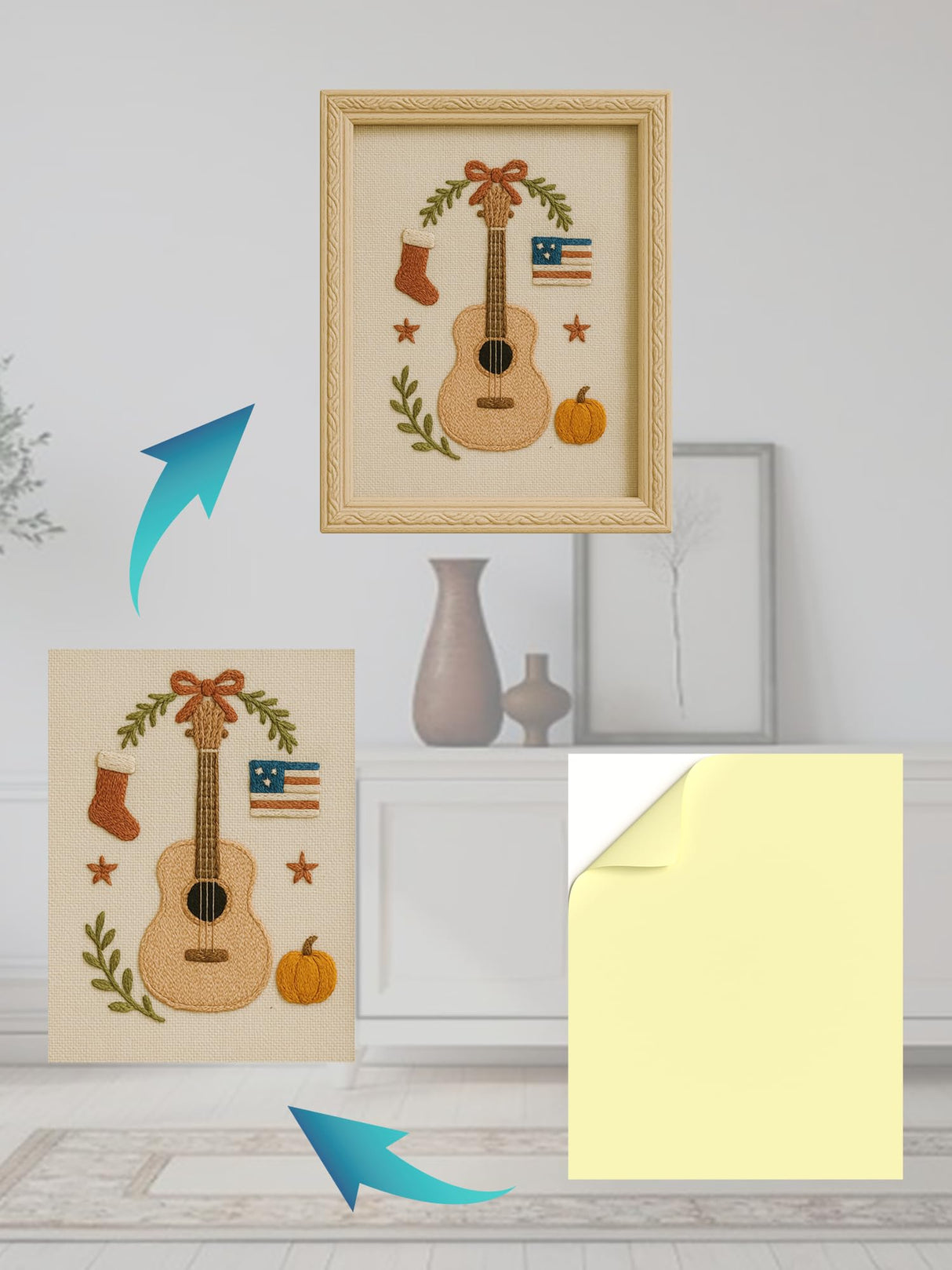 Upgraded 4 Pack Self Stick Mounting Board, No Acid 11 X 14 inch Sticky Board for Cross Stitch, Self Adhesive Photo Backing Supplies for Framing Picture Embroidery Needlework Craft Mogisoniric