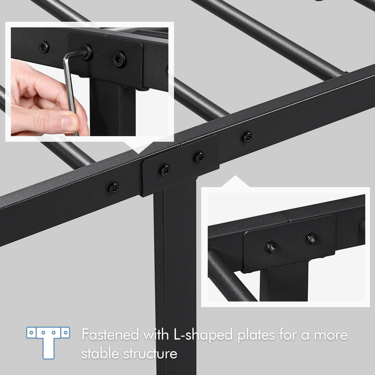 Yaheetech Twin Size Bed Frame Metal Platform Bed Frame Mattress Foundation with Spindle Headboard & Footboard/No Box Spring Needed/14 Inch Underbed Storage/Firm Support & Easy Set up Structure, Black Yaheetech