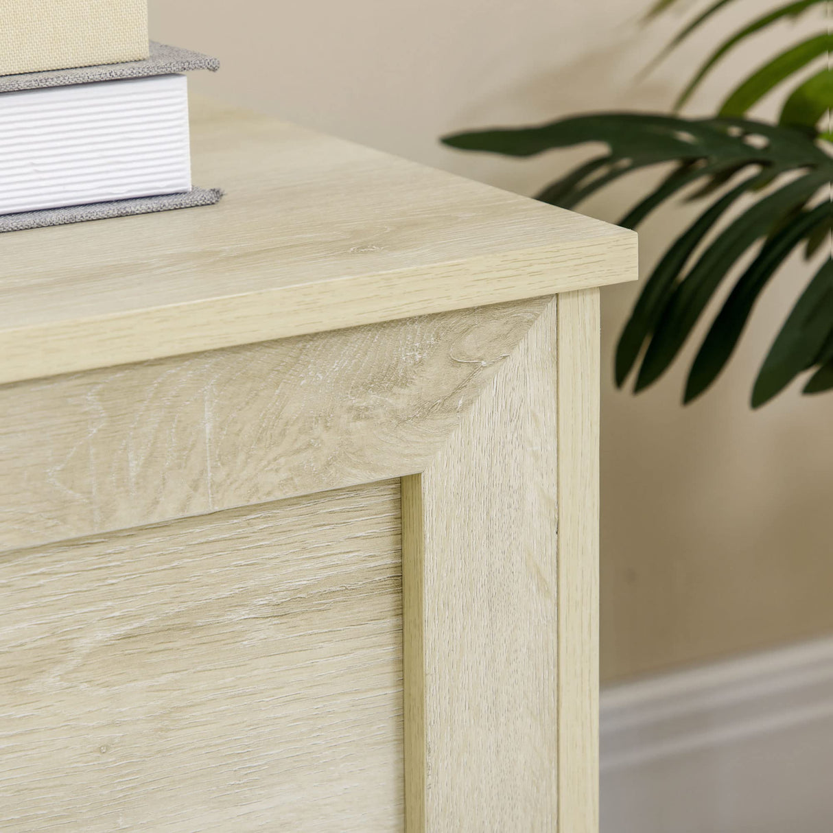 HOMCOM 30" Farmhouse Storage Bench, Lift Top Storage Chest with Safety Hinge to Open Up 100°, Wooden Trunk for Bedroom, Entryway, Living Room, Natural HOMCOM