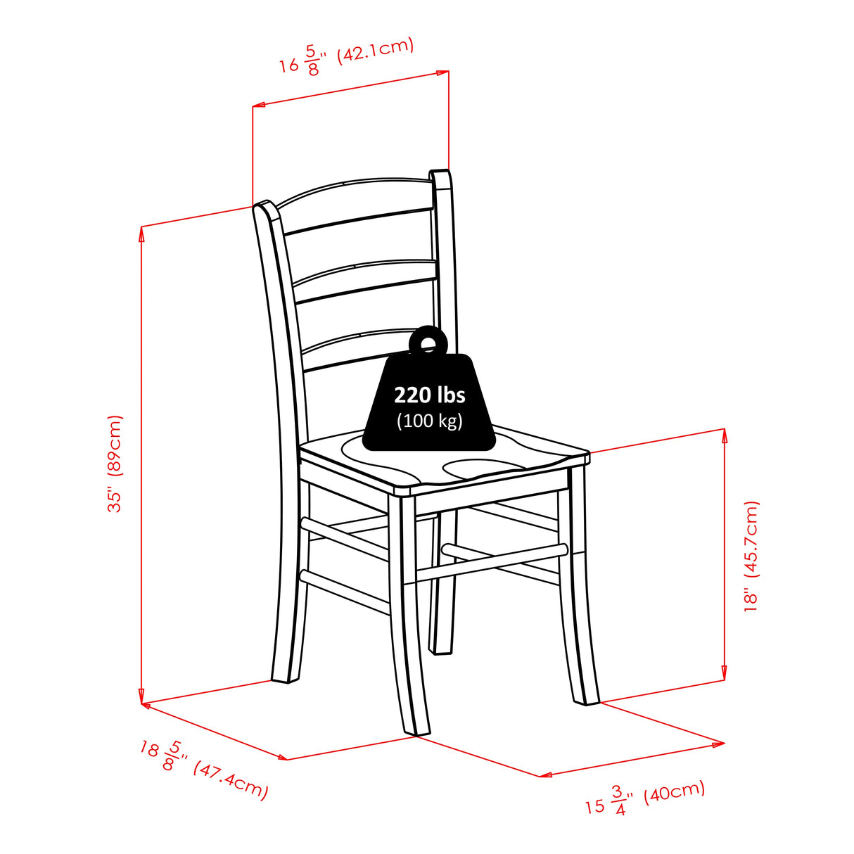 Winsome Wood Ladder Back Chair, Light Oak, 2 Pieces (34232), FURNITURE Winsome