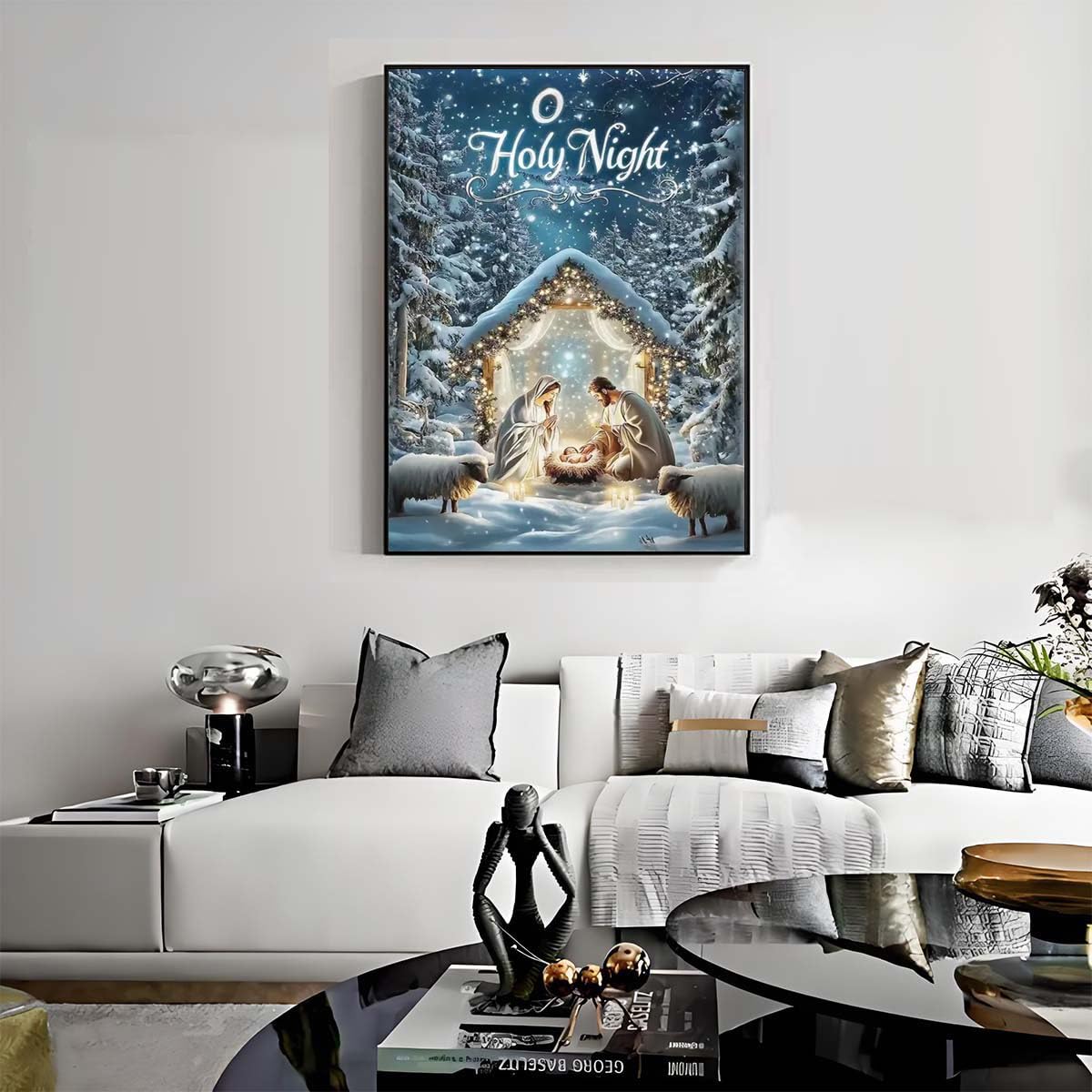 Holy Night 5D Diamond Painting Kits for Adults,Christma Winter Birth of Jesus Diamond Art kit for Beginners,DIY Full Round Drill Diamond Dots with Gem Art Crafts for Home Wall Decor12 x16 Inch GEMFAMILY