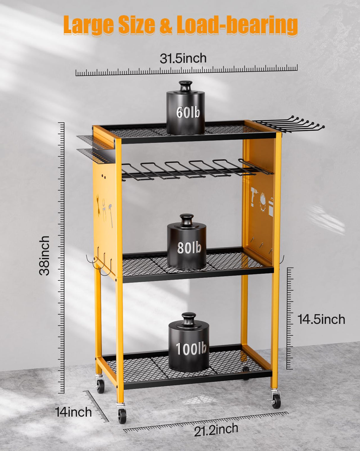 FHXZH Power Tool Organizer with Wheels - Garage Power Tools Storage Cart, Large Rolling Drill Holder Cordless Battery Storage, Heavy Duty Floor Standing Utility Rack Gift for Men, Husband, Father FHXZH