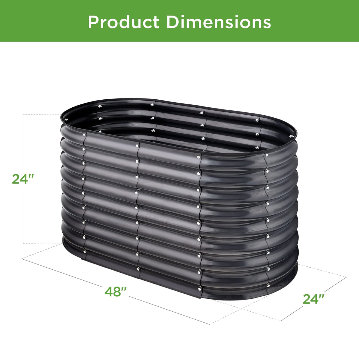Best Choice Products 4x2x2ft Outdoor Metal Raised Garden Bed, Oval Deep Root Planter Box for Vegetables, Flowers, Herbs, and Succulents w/ 101 Gallon Capacity, Rubber Edge Guard - Charcoal Best Choice Products