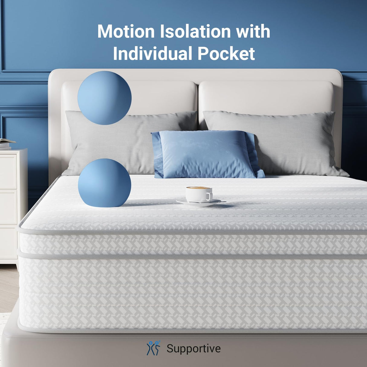 Avenco 10 Inch Queen Mattress, Hybrid Mattress in a Box with Smarts™ Coil Individually Pocket Spring, Medium Firm Mattresses with Memory Foam for Pressure Relief,CertiPUR-US Certified for Adults Avenco