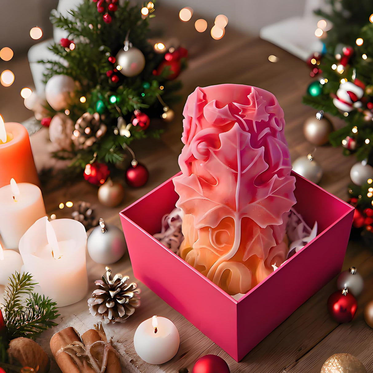 Japleed Maple Leaf Embossed Candle Molds, Autumn Leaves Pillar Candle Silicone Molds, 3D Fall Molds for Soap Wax Epoxy Resin, Fondant Chocolate Cake Dessert Decoration Molds DIY Supplies japleed