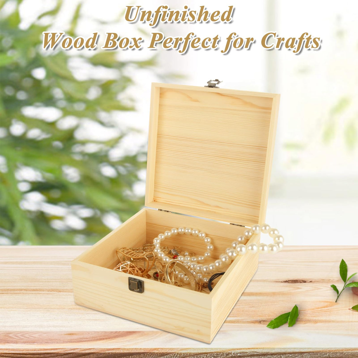 LDXDRU 2Pcs Large Wooden Box, 12.6" x 8" x 3.1" Unfinished Wooden Box with Hinged Lid, Reusable Wood Boxes for Crafts,Gift, Home Storage, DIY Keepsake Box LDXDRU