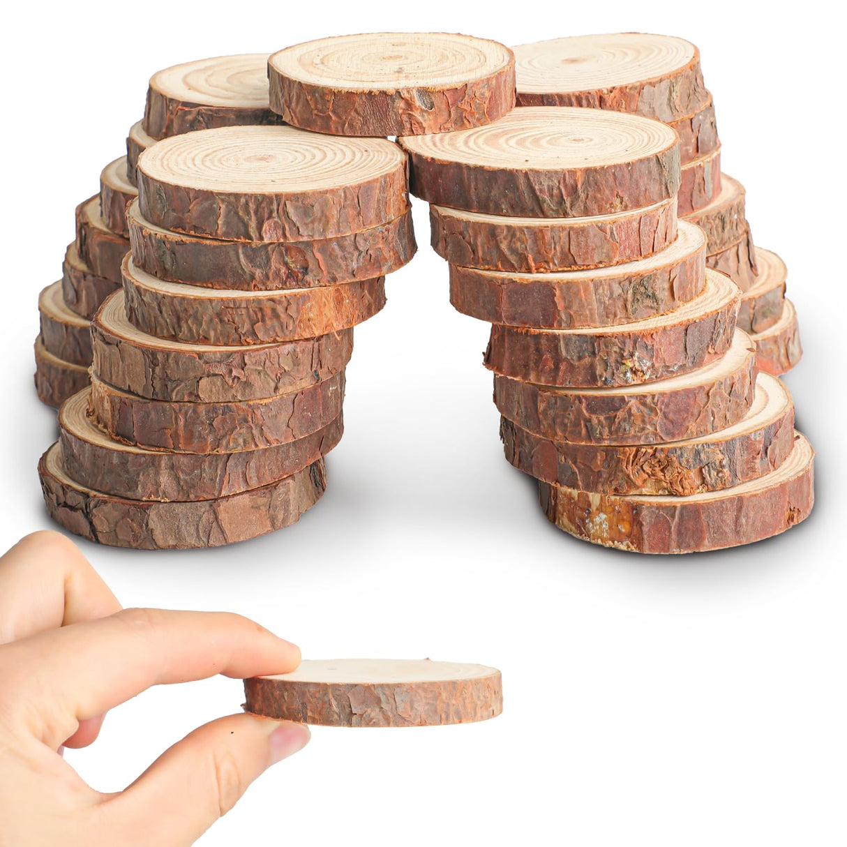 30PCS Unfinished Natural Wood Slices with Bark, 2-2.36 inch Round Wooden Discs with Tree Bark, Wood Cookies Circles for Crafts Christmas Ornaments,DIY Crafts,Party Wedding Decor Motroce