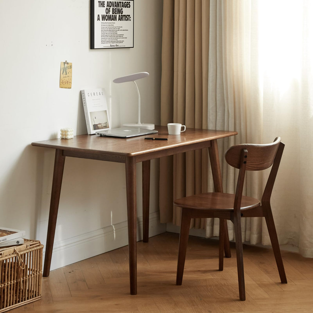 Hymus 100% Solid Oak Wood Dining Room Chairs - Practical Kitchen Chairs for Dining Room, Kitchen, Living Room (4, Walnut) Hymus