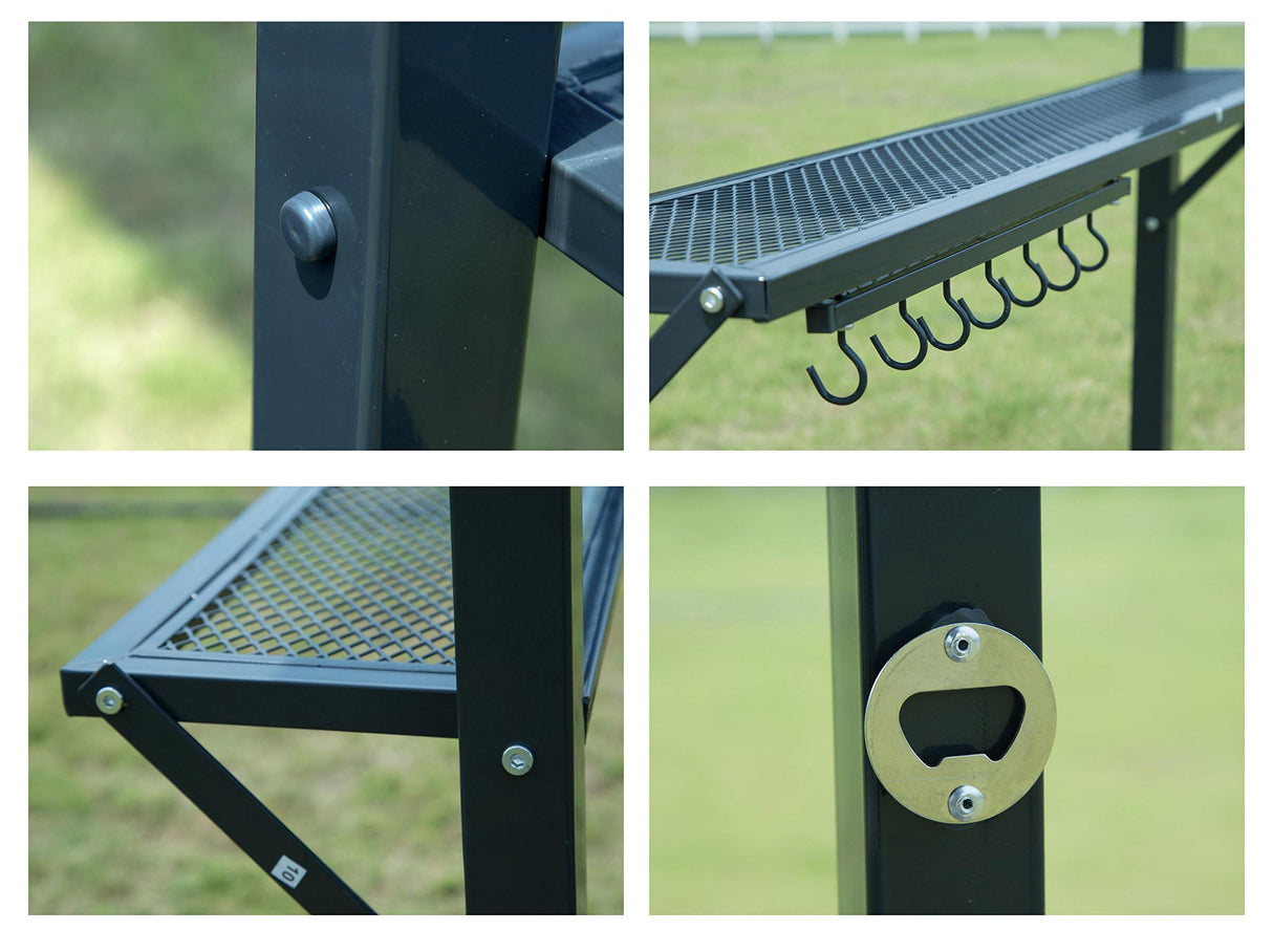 Outdoor Grill Gazebo Tent BBQ Canopy for Outdoor Barbeque Shelter Girll Canopy Grill Gazebo Hardtop with Stable Steel Frame / L96 x W60 x H101 Inch Deep Grey Grezone