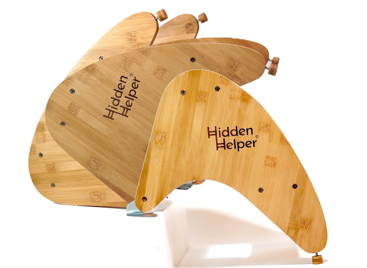 Hidden Helper Stow-Away Kid's Step Stool, Montessori Folding Two-Step Stool for Child Independence, Bamboo Wood Toddler Stepping Stool for Bathroom and Kitchen Hidden Helper