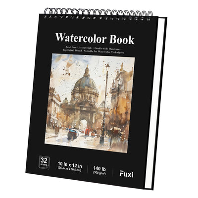 Watercolor Sketchbook 10"x12", 32 Sheets (64 Pages) Water Color Paper, 140lb/300gsm Watercolor Paper, Spiral Hardcover Watercolor Notebook.