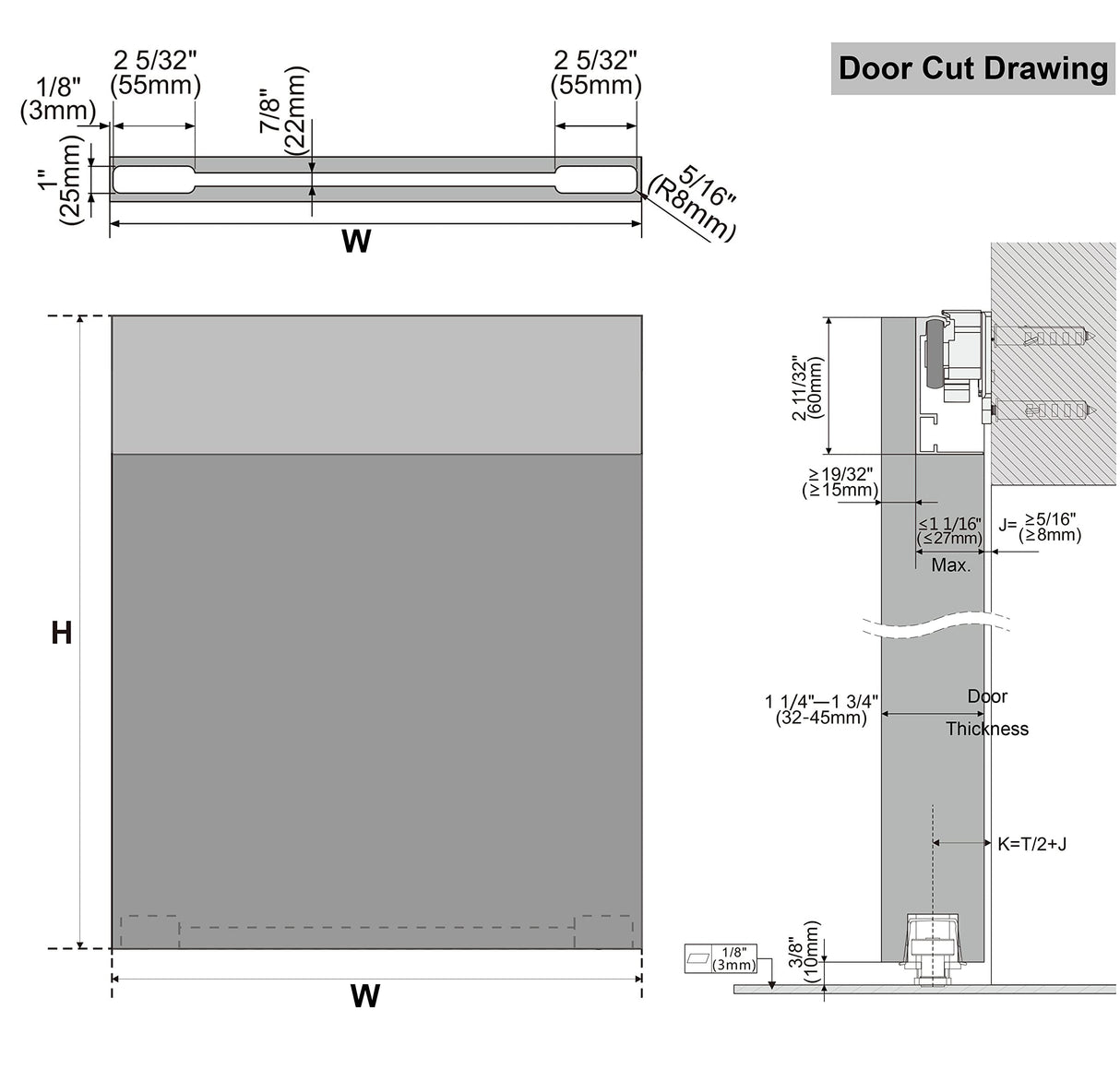 DIYHD 42" Concealed Sliding Barn Door Hardware with Soft Close Mechanism,No Floor Track DIYHD