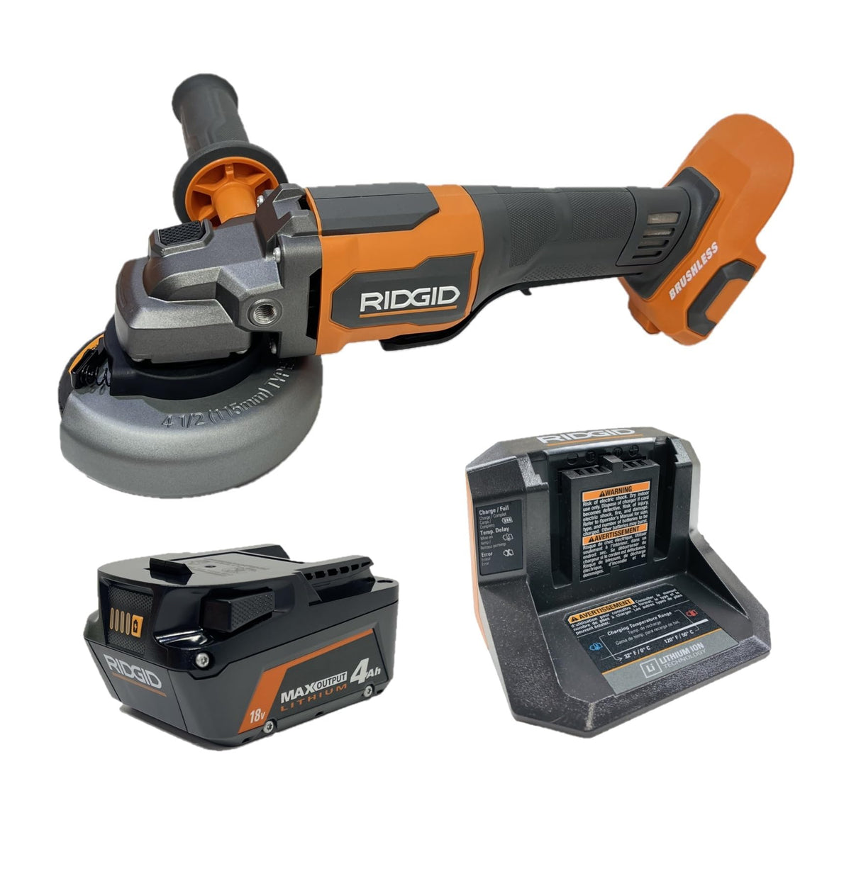 Ridgid 18V Brushless Cordless 4-1/2 in. Angle Grinder Kit with 4.0 Ah Battery and Charger RIDGID