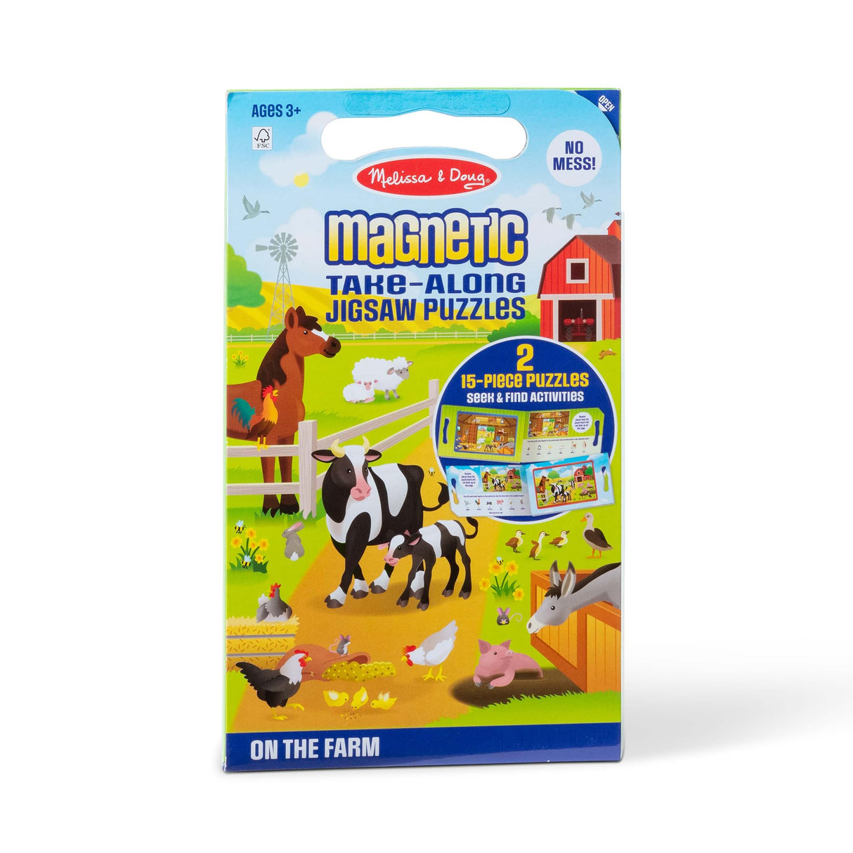 Melissa & Doug Take-Along Magnetic Jigsaw Puzzles Travel Toy On the Farm (2 15-Piece Puzzles) - FSC Certified Melissa & Doug
