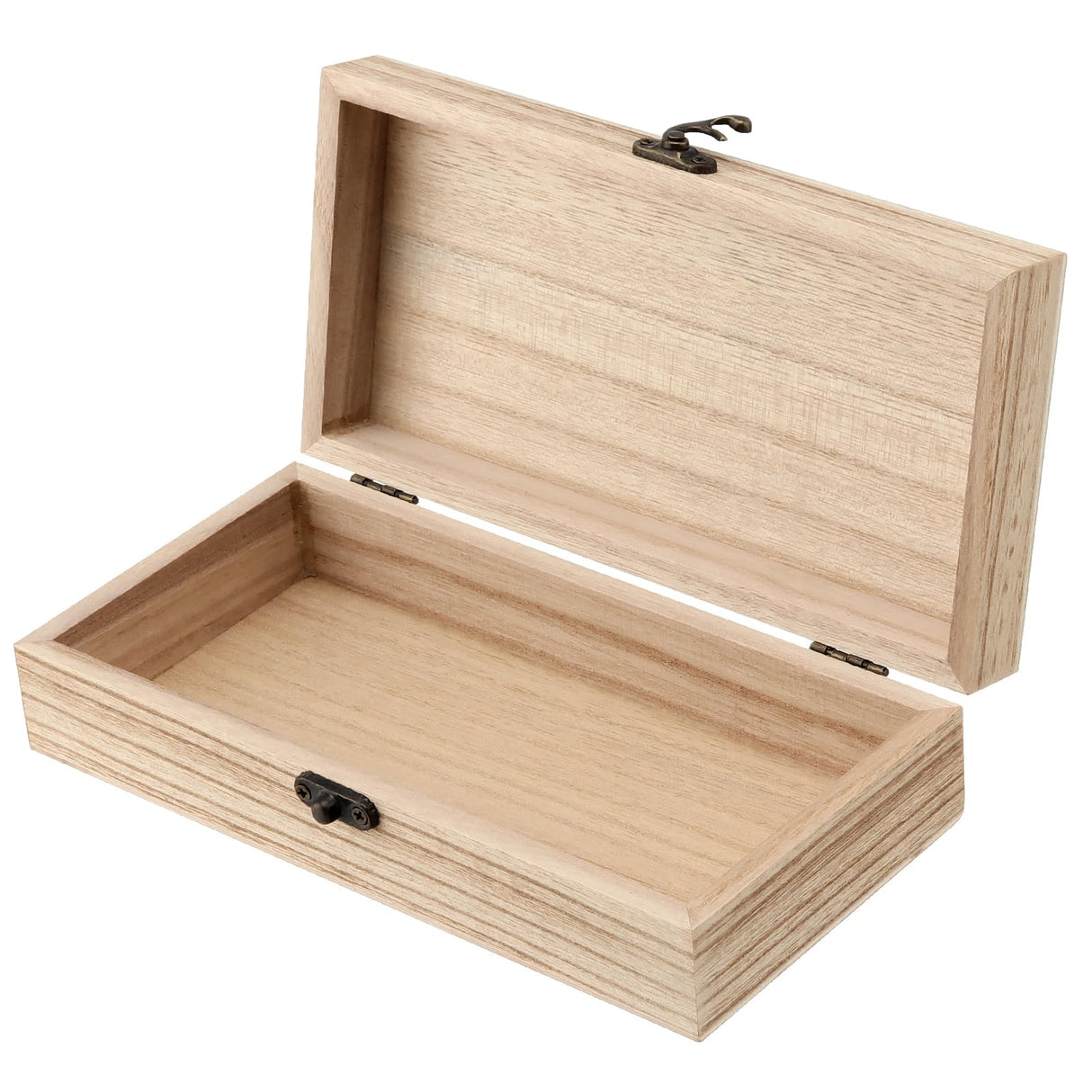 MUKLEI 12PCS Unfinished Wooden Boxes, 7.8 x 3.9 x 1.9 Inches Rectangle Wood Box with Hinged Lids, Small Storage Box for Crafts, Jewelry MUKLEI