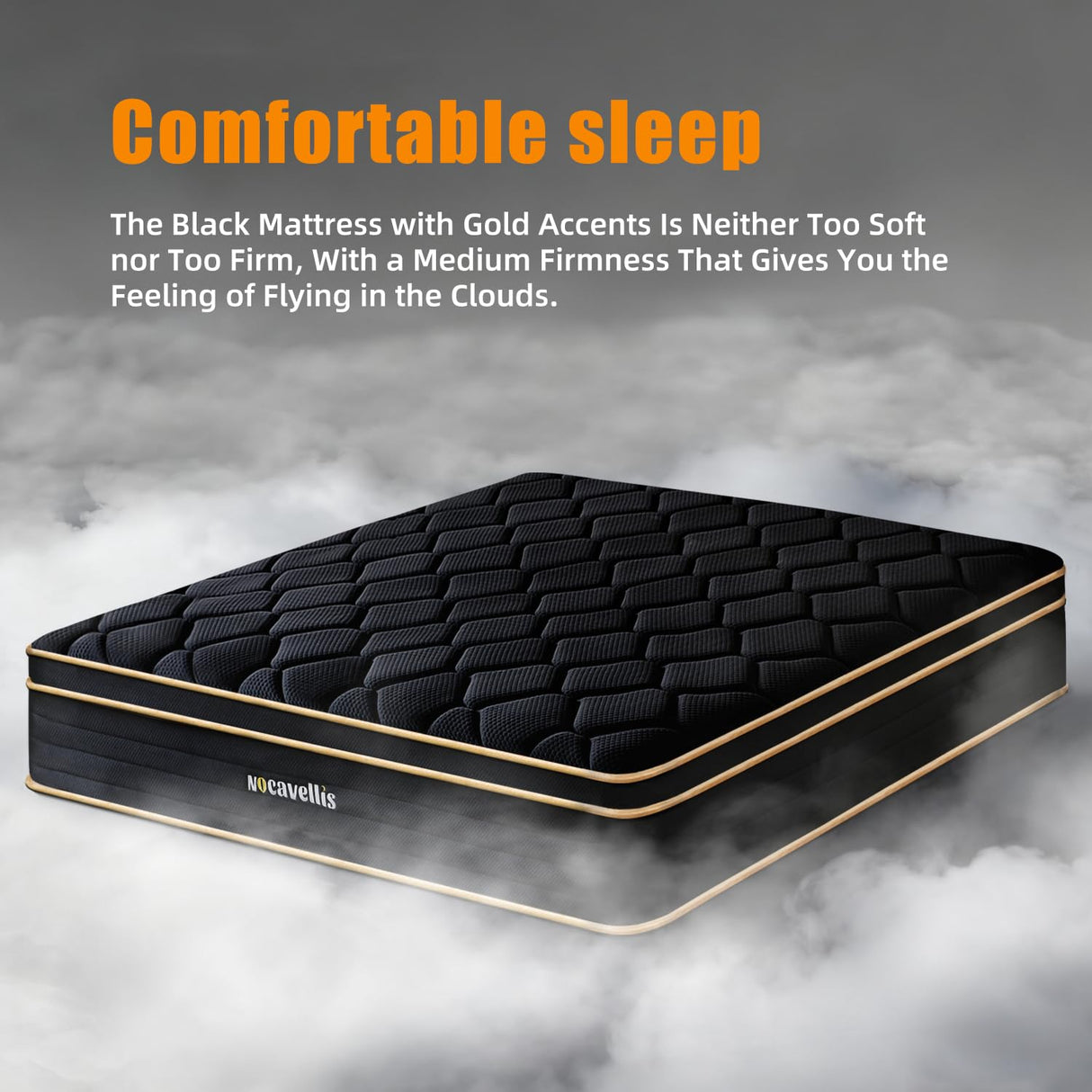 Nocavellis Twin Mattress 10 Inch Twin Size Mattresses in a Box Spring Hybrid Twin Bed Memory Foam Mattress Comfort Breathable Fabric Cooling Gel Pressure Relief, Medium Firm Nocavellis