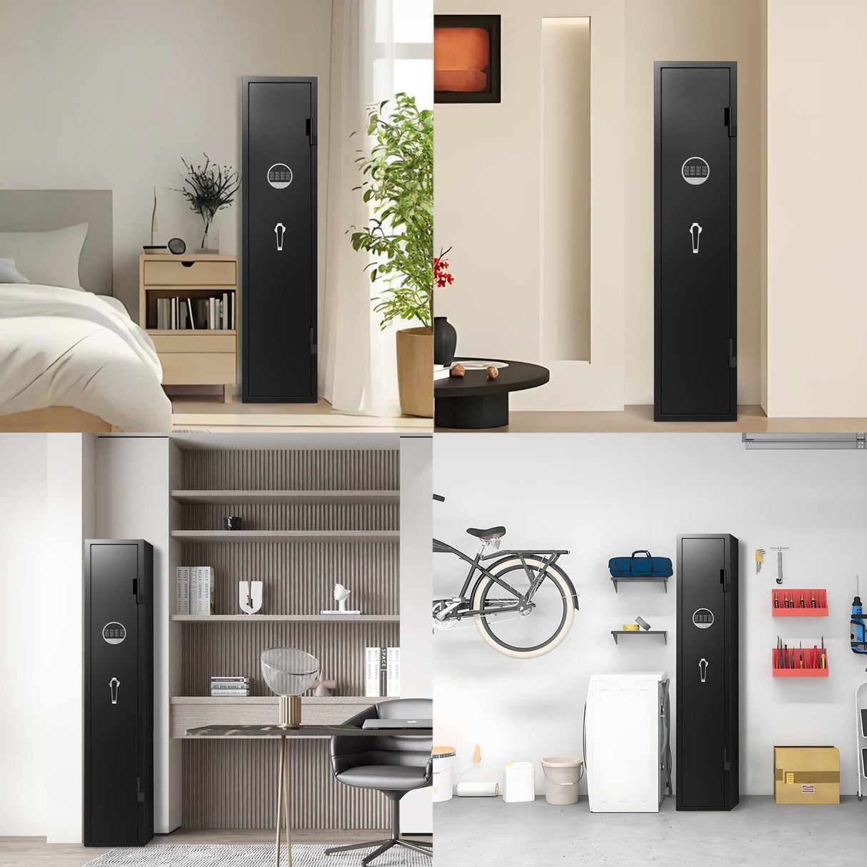 Marcree 3-5 Gun Safe, 180° Quick Access Gun Cabinet for Rifle and Pistol, Rifle Gun Safe with Inner Safe, Electronic Rifle Cabinet with Dual Alarm System, Shotgun Safe for Home Bedroom, Password Lock Marcree