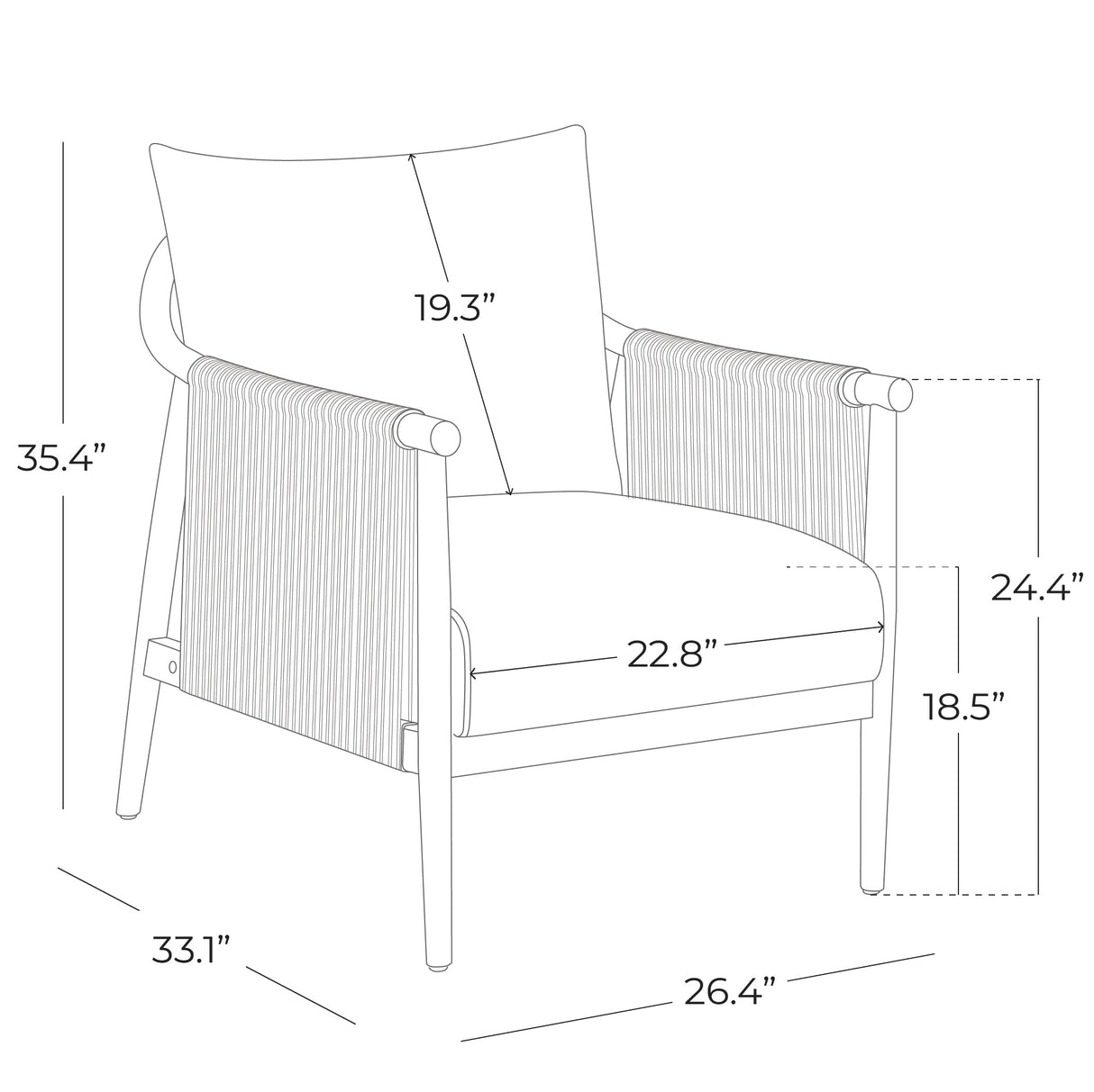 CHITA Braid Armchair, Modern Accent Chair for Living Room, Cream CHITA