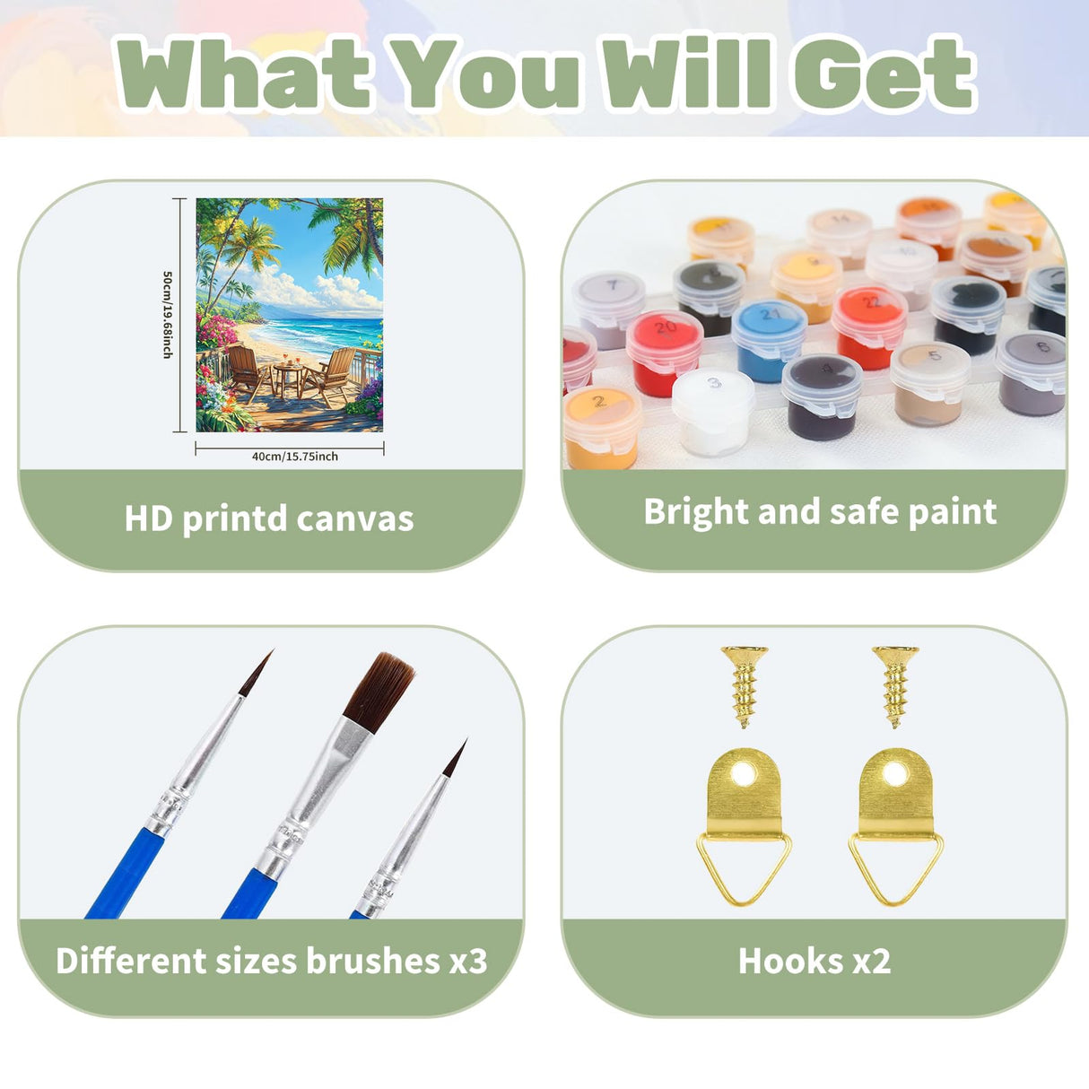 Ceiomez Paint by Numbers Kit for Adults Beach, Beach Paint by Numbers Kit for Adults, Adult Paint by Number Kits on Canvas for Home Decor Gift Art Work 16x20in Ceiomez