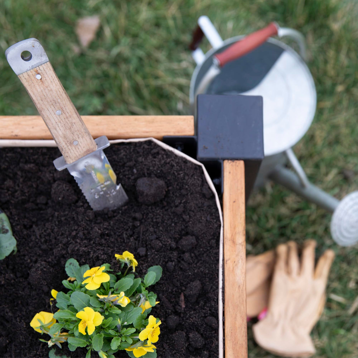 Backyard Discovery 48" Teak Wood Raised Garden Bed Planter Box with Galvanized Steel Legs, Mesh Liner for Outdoor Gardening, Patio, Balcony, Deck, Porch Backyard Discovery