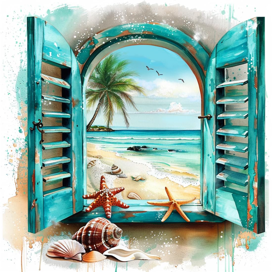 Beach Diamond Art Kits for Adults, Easy Crafts 5D Diamond Painting Dot Kit for Adult Beginners, Ocean Landscape DIY Round Dots Full Drill Diamonds Paintings Arts for Home Wall Decor Gifts 12X12 Inch Luckyrichrui