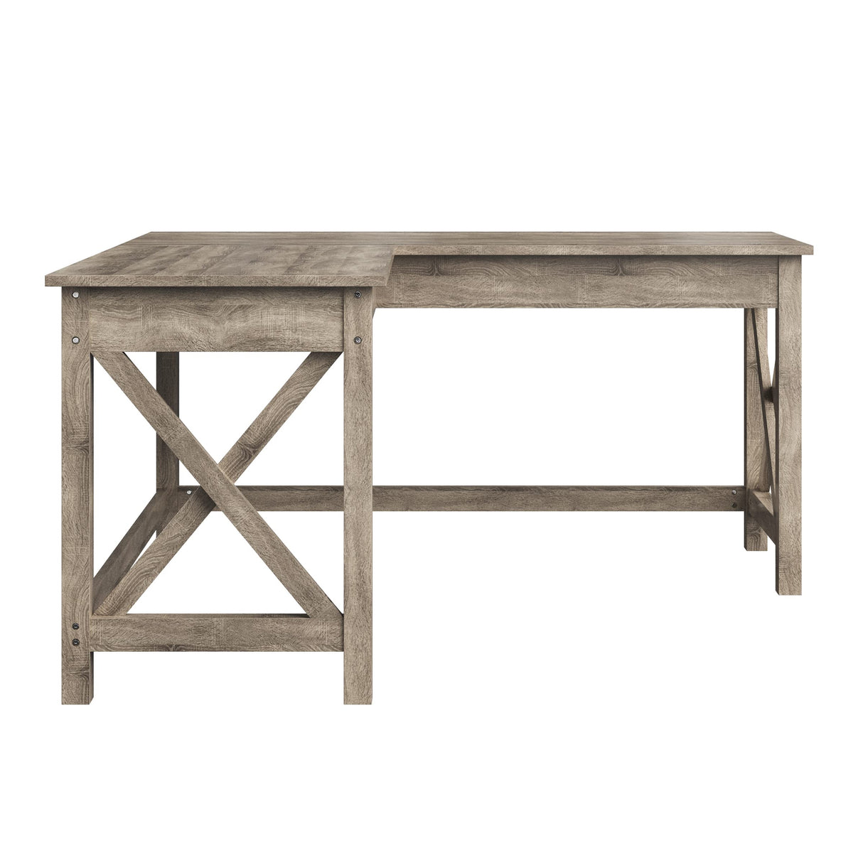 Lavish Home L-Shaped Computer Desk with X-Pattern Legs for Home Office, or Craft Table, 59", Light Gray Lavish Home